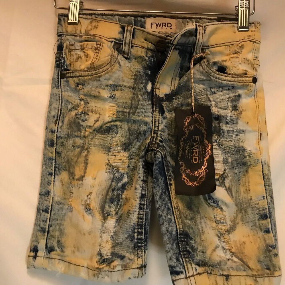 New FWRD Denim Boy’s Distressed Stonewash Jean Shorts, Size 6